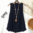 thumbnail image 5 of Linen Tank Tops Womens Sleeveless Dual-Layered Flowy Boho Tee Shirt Loose Fit Casual Beach Summer Blouses (XL, Navy), 5 of 8