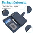 thumbnail image 2 of Wallet Case for iPhone 16e, 2 In 1 PU Leather Flip Phone Case with Detachable Magnetic TPU Inner, Kickstand Phone Cover with Card Slots & Wrist Strap for iPhone 16e, Blue, 2 of 7