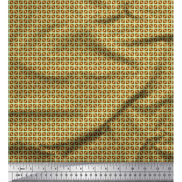 Soimoi Modal Satin Fabric Geometric Small Printed Fabric 1 Yard 42 Inch Wide