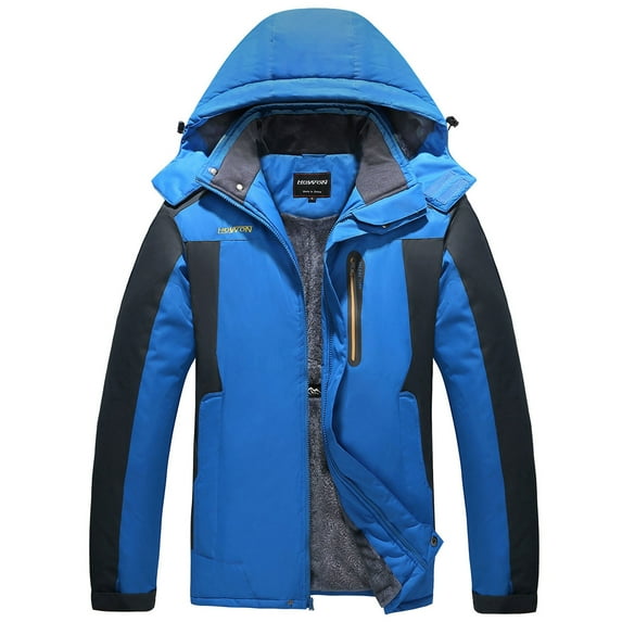 HOW'ON Men's Winter Coat Snow Jacket Windproof Waterproof Ski Jackets Blue L