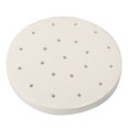 thumbnail image 1 of Nvzi 100 piezas de papel de pergamino de bambú para freidora de aire, redondo de 26 cm con agujeros, blanco antiadherente., 1 of 5