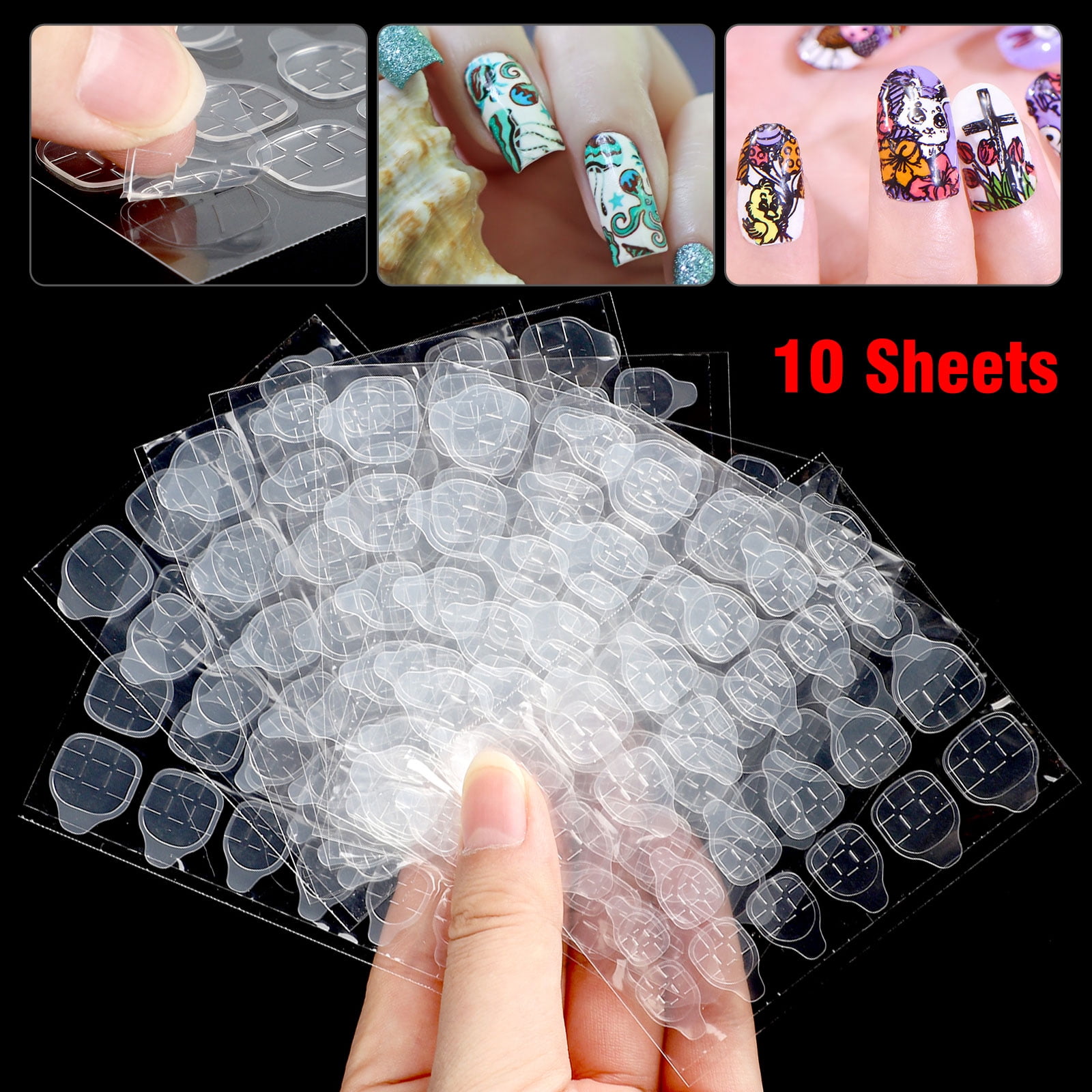 TSV 10 Sheets 240pcs Double side Nail Adhesive Tabs Adhesive Nail Glue