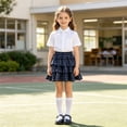 thumbnail image 2 of Girls Plaid Skirt Ruffle Tiered Layered Skort Pleated Uniform Mini Skirts | Flowy, Elastic Low Rise, Casual, Tartan Skirt, Going Out, Y2K, Pleated Skirts for Girl, Back To School Fashion Clothes, 2 of 7