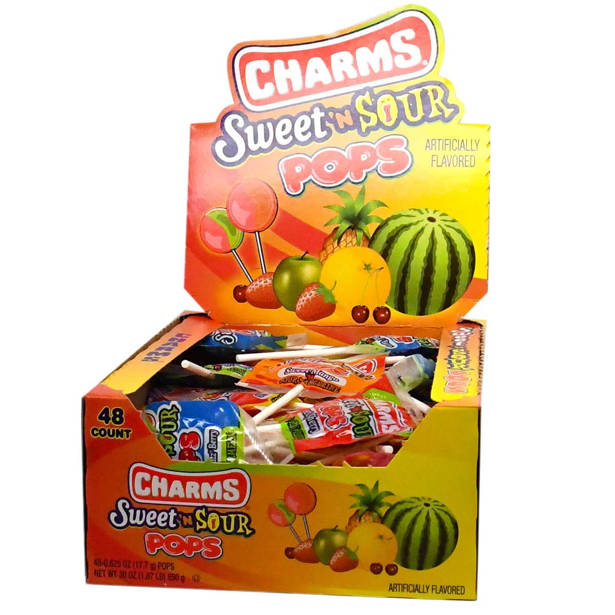 Charms Sweet and Sour Pops, in 5 Assorted Sweet/Sour Flavors, 48Count