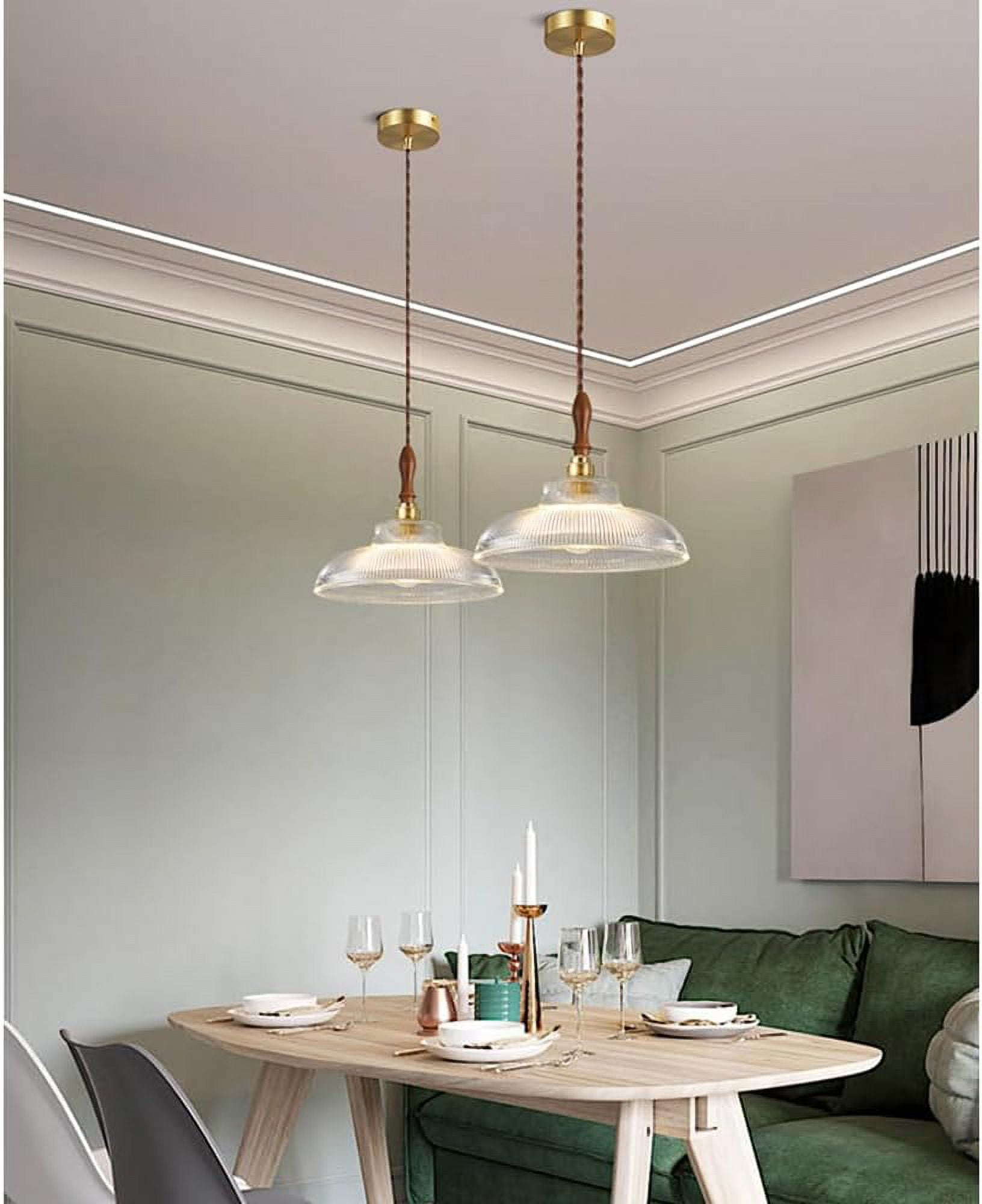 Personalized Clear Glass Pendant Lamp for Dining Room, Transparent Glass Rustic Pendant Light for Kitchen Island, Simple Farmhouse Pendant Light Fixture, Retro Pendant Lighting for Kitchen Sink