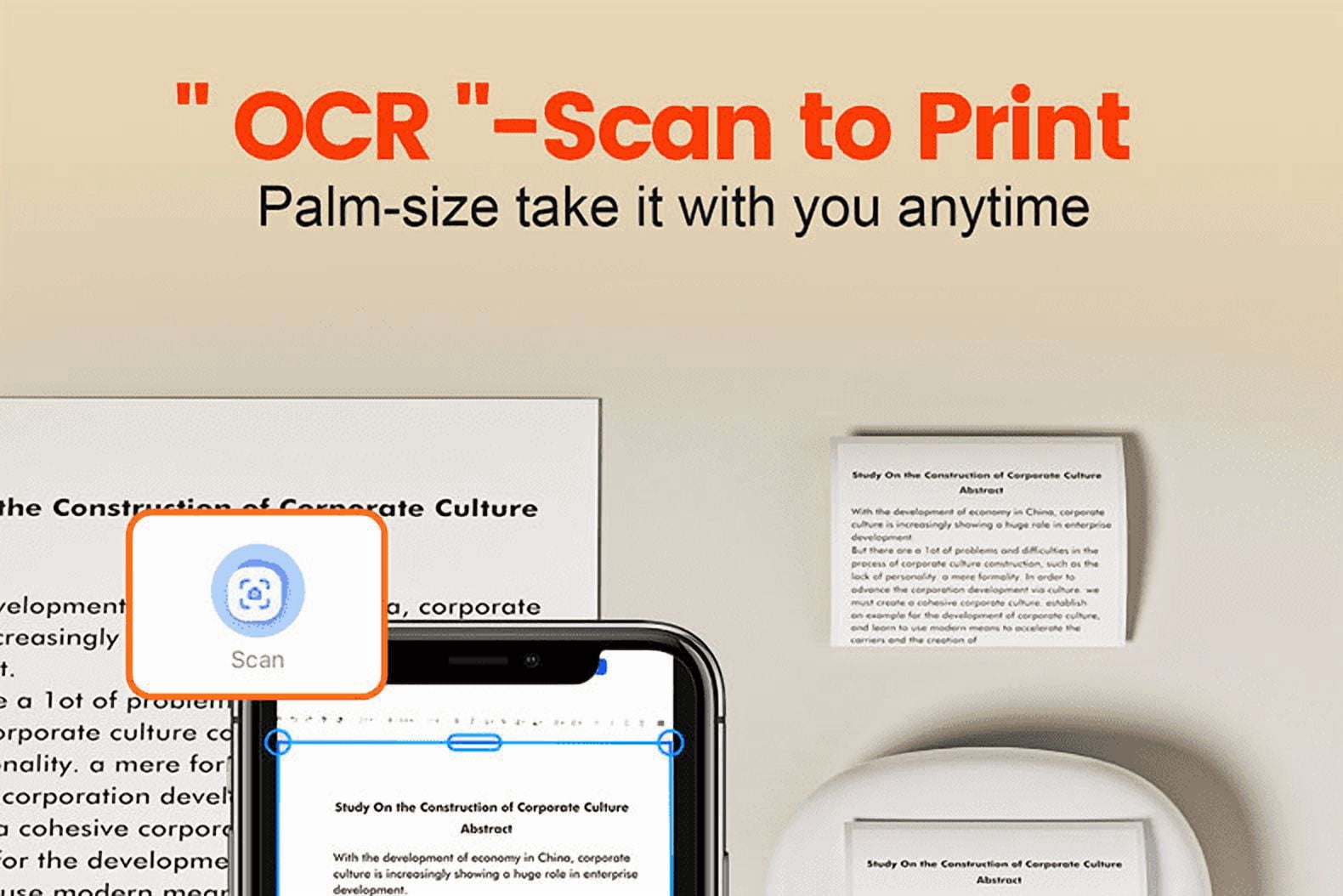 Mini Bluetooth Thermal Label & Photo Printer, Portable Inkless Pocket Printer with AI Anime Effect, OCR Scan-to-Print, Compatible with iOS & Android, for Notes, Study, Journal, Labels & Photos
