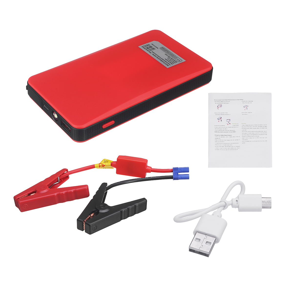 4USB Portable Jump Starter Car Battery Charger Mini Power Bank LED Light USPS 