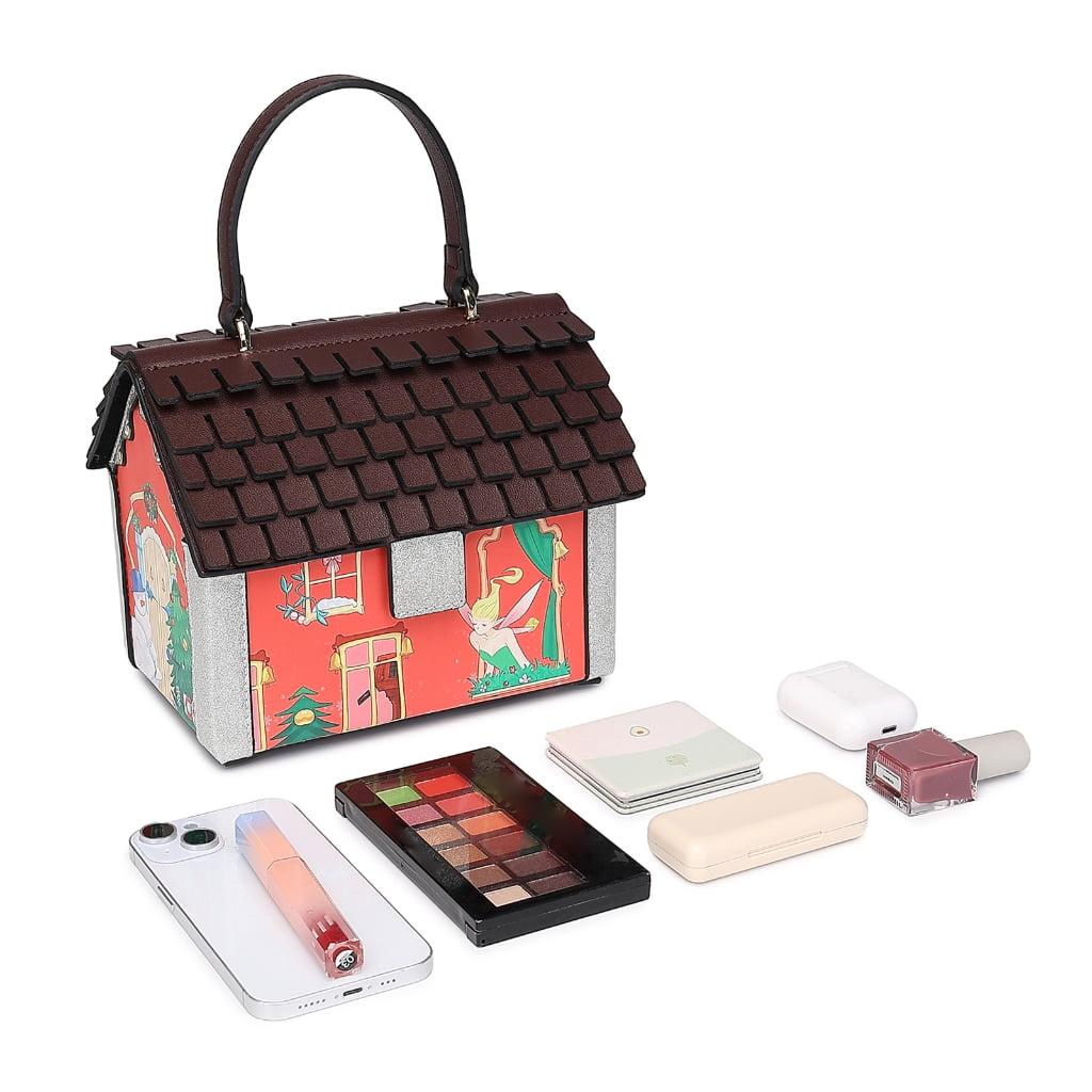 Osdhezcn Unique Christmas House Shaped Purse for Women PU Crossbody Bag Shoulder Bags with Adjustable Strap Fun Handbag