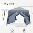 thumbnail image 6 of MASTERCANOPY 11' x 11' Pop Up Slent Leg Canopy with Screen Netting, Light Gray, 6 of 6