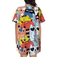 thumbnail image 6 of Balery Funny Cats Pattern Womens Pajama Sets 2 Piece Soft Short Sleeve Top and Shorts Sleepwear Round Neck Pjs Lounge Set with Pockets-3X-Large, 6 of 7