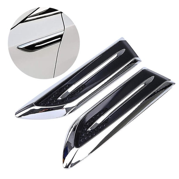 2 uds guardabarros de flujo de aire lateral Universal para coche, rejilla de ventilación cromada, pegatina decorativa