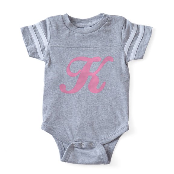 CafePress - K Pink Initial_Tr - Cute Infant Baby Football Bodysuit