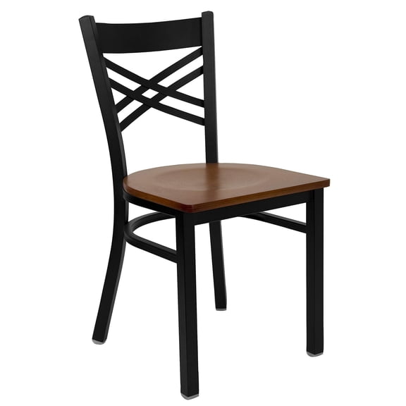 Bowery Hill Black Back Metal Dining Chair in Cherry