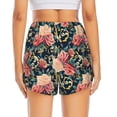 thumbnail image 3 of Picia Rose Flowers Pattern Women's 2 in 1 Athletic Running Shorts High Waisted Workout Casual Gym Sweat Shorts with Comfy Liner Zipper Pockets-Large, 3 of 9
