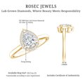 thumbnail image 6 of Rosec Jewels Pear Shaped Lab Diamond Halo Engagement Ring - 5x7 mm - EF-VS Grade Certified, 18K Yellow Gold, US 5.50, 6 of 9