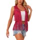 thumbnail image 4 of INSPIRAR CHIC Chaleco de Mujer con Flecos, Abierto, Estilo Occidental, Vintage, de Ante Sintético con Borlas, Rojo S, 4 of 6