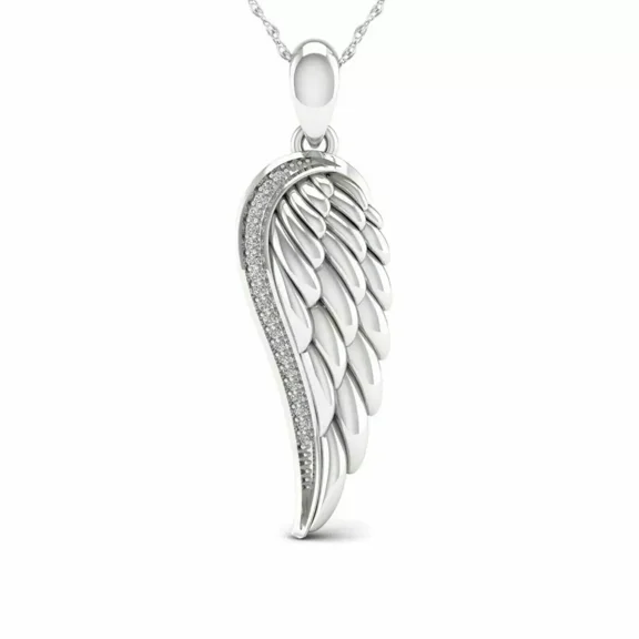 1Ct Round Lab Created Diamond Angel Wing Pendant Charm 925 Sterling Silver