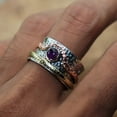 thumbnail image 4 of Amethyst Gemstone Spinner Ring, 925 Sterling Silver Ring, Two Tone Ring, Fidget Ring, Anti Stress Ring, Meditation Ring, Gift For Her Ring,., 4 of 4