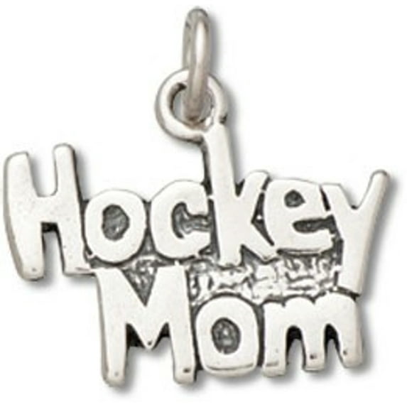 Sterling Silver 24" .8mm Box Chain Hockey Mom Pendant Necklace