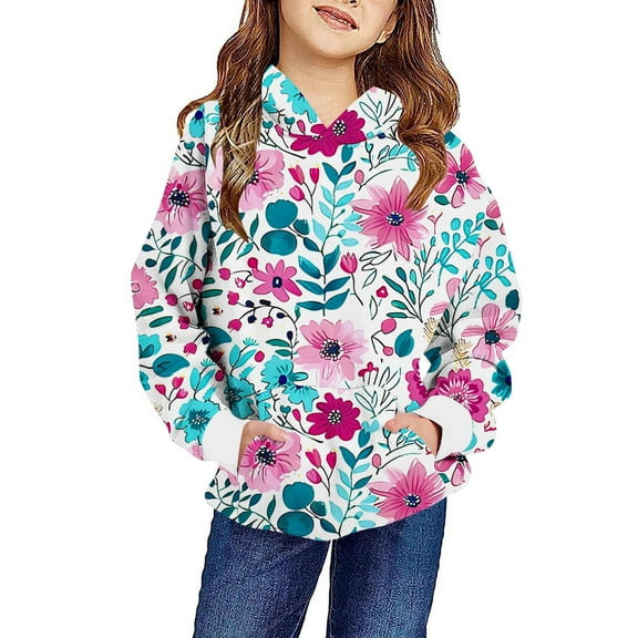 KkSLirnhs Sweatshirt for Girls 10-12 and 14-16 Crewneck Oversized Hooded SweatShirts Kids Fashion Long Sleeve Pullover 4-14 Years For Girls And Boys 11-12 Years Multicolor