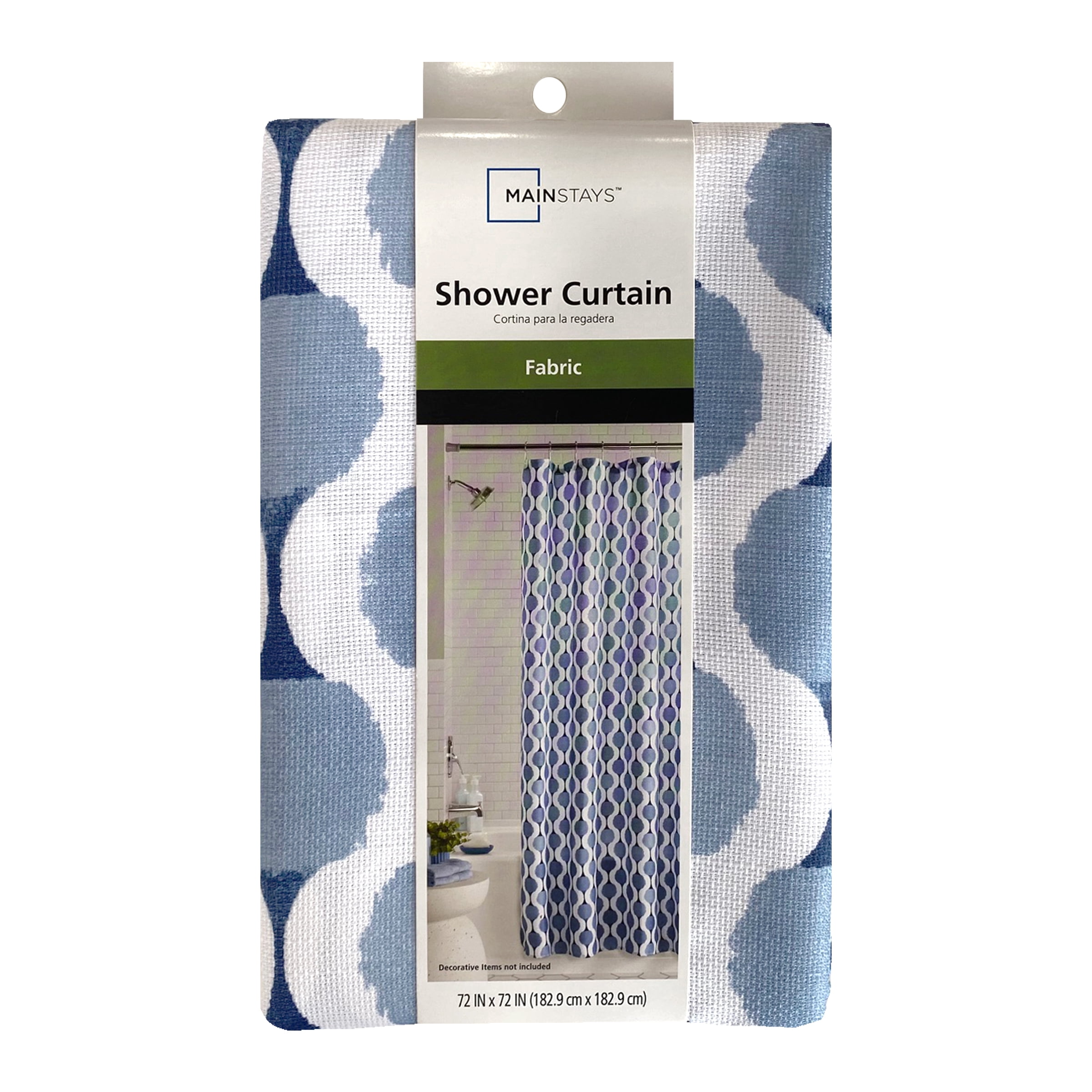 Mainstays Allister Blue Fabric Shower Curtain, 72” x 72”