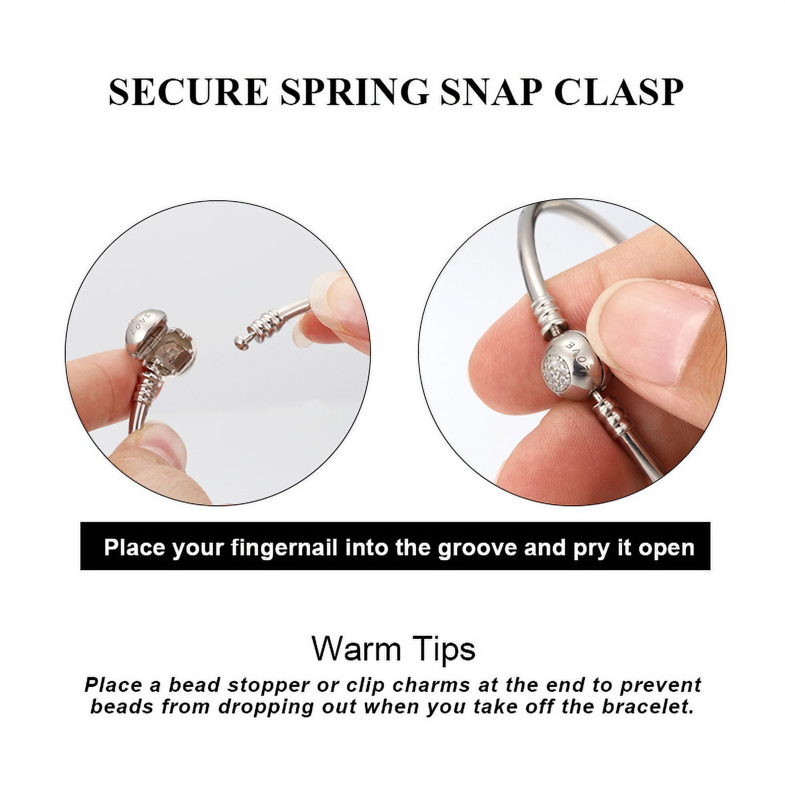 Snake Chain Charm Bracelet Sterling Silver Cz Love Clasp Ginger Lyne Collection