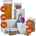 thumbnail image 3 of 14 Pack Airtight Food Storage Container Set - BPA Free Clear Plastic Kitchen and Pantry Organization Canisters with Durable Lids for Cereal, Dry Food Flour & Sugar - Labels, Marker & Spoon Set, 3 of 9