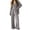 *Gray, variant on Women's 3 Piece Loungewear Pajama Set ,Long Sleeve Cardigan ,V Neck Cami Tank Top ,Elastic High Waist Wide Leg Pants Khaki,M