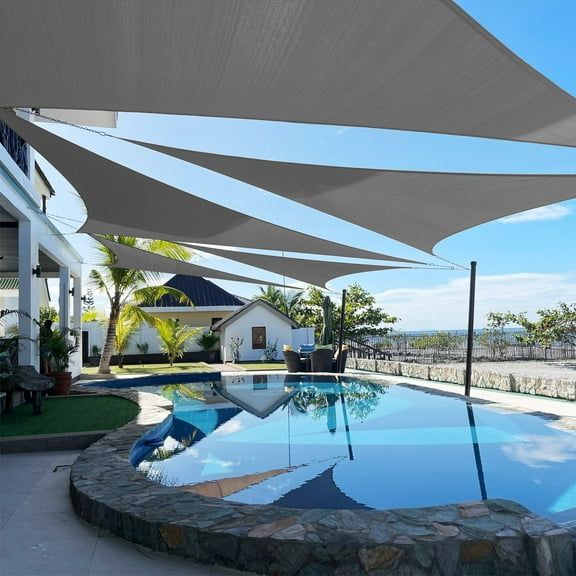 FITHOOD Artpuch Custom Size Dark Grey Sun Shade Sail Triangle Canopy 185 GSM Durable Fabric UV Block Awning for Outdoor Patio Garden Backyard (Customized Available)