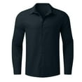 thumbnail image 4 of Men's Long Sleeve Dress Shirts Loose Casual Button Down Shirts Solid Formal Shirt, 4 of 5