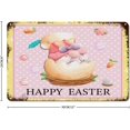 thumbnail image 2 of Lindo gnomo de Pascua feliz, rosa, amarillo con lunares blancos, letreros de metal vintage, decoración del hogar, letrero de metal de Pascua de primavera, placa de pared de 8 x 12, 2 of 6