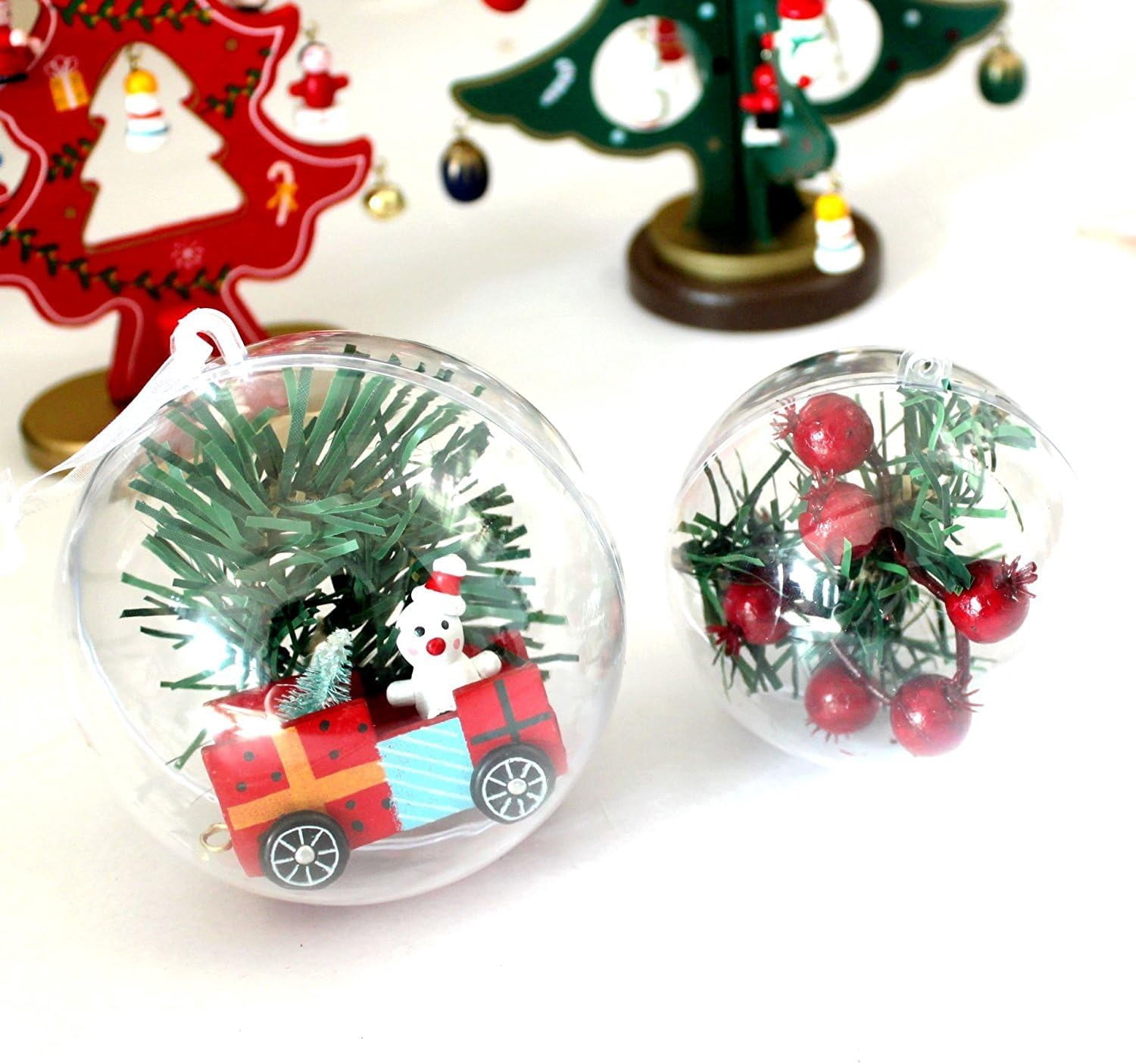 10 piece set of transparent plastic filled Christmas DIY craft ball accessories (100mm)