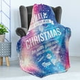 thumbnail image 4 of Christmas Soft Flannel Fleece Blanket, Polygonal Abstract Dotted Backdrop Happy New Year Celebration Words Joy and Peace, Cozy Plush for Indoor and Outdoor Use, 60" x 80", Multicolor, by Ambesonne, 4 of 5