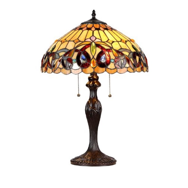 CHLOE Lighting SERENITY Victorian Tiffany-style Dark Bronze 2 Light Table Lamp 16