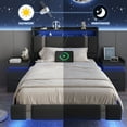 thumbnail image 6 of IDEALSOUL Twin Size Floating Bed Frame with Upholstered Storage Headboard, Metal Platform Bed with Charging Station & LED,No Box Spring Needed,Easy to Assemble (Twin,Black), 6 of 10