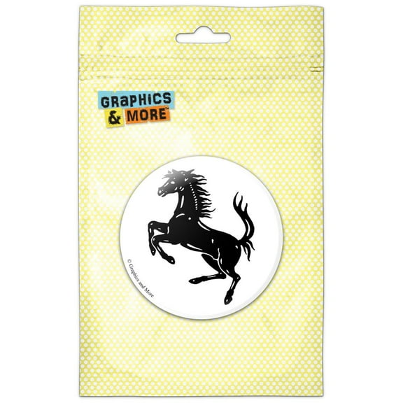 Horse Rearing Up on White Pinback Button Pin Badge