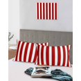 thumbnail image 5 of Red Striped Pillow Covers Queen Size 2 Pack, Christmas Farmhouse Red White Stripes Soft Bed Throw Pillowcases Breathable Cooling Long Lumbar Body Pillow Sham Cover for Bed Sofa 20''x30'', 5 of 7