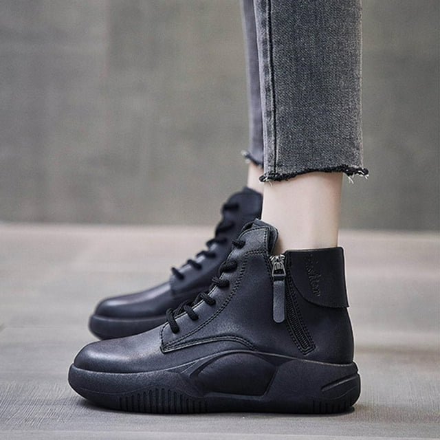 Qertyioot Bottes Rétro pour Femmes, Bottes Vintage pour Femmes à Tige Haute à Semelle Épaisse Chaussures Décontractées à Semelle Épaisse Espadrilles Confortables