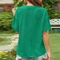 thumbnail image 6 of Scyoekwg T Shirts For Women Trendy Round Neck Basic Tops with Pocket Loose Summer Lightweight Solid Color Short Sleeve T Shirts Casual Comfy Blouses (Green,XXL), 6 of 8