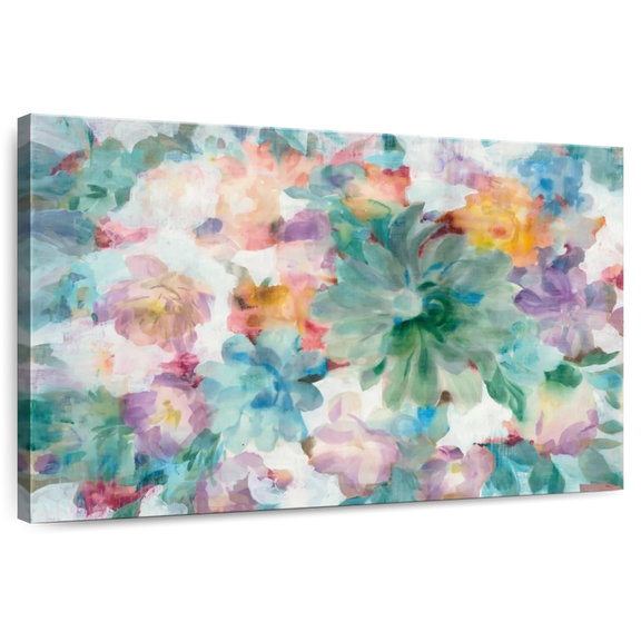 Elephant Stock Succulent Florals Crop Wall Art - Horizontal Canvas Wall Art - Living Room Wall Decor - Abstract Canvas - Orange And Blue Decor By Danhui Nai - 12" x 8"
