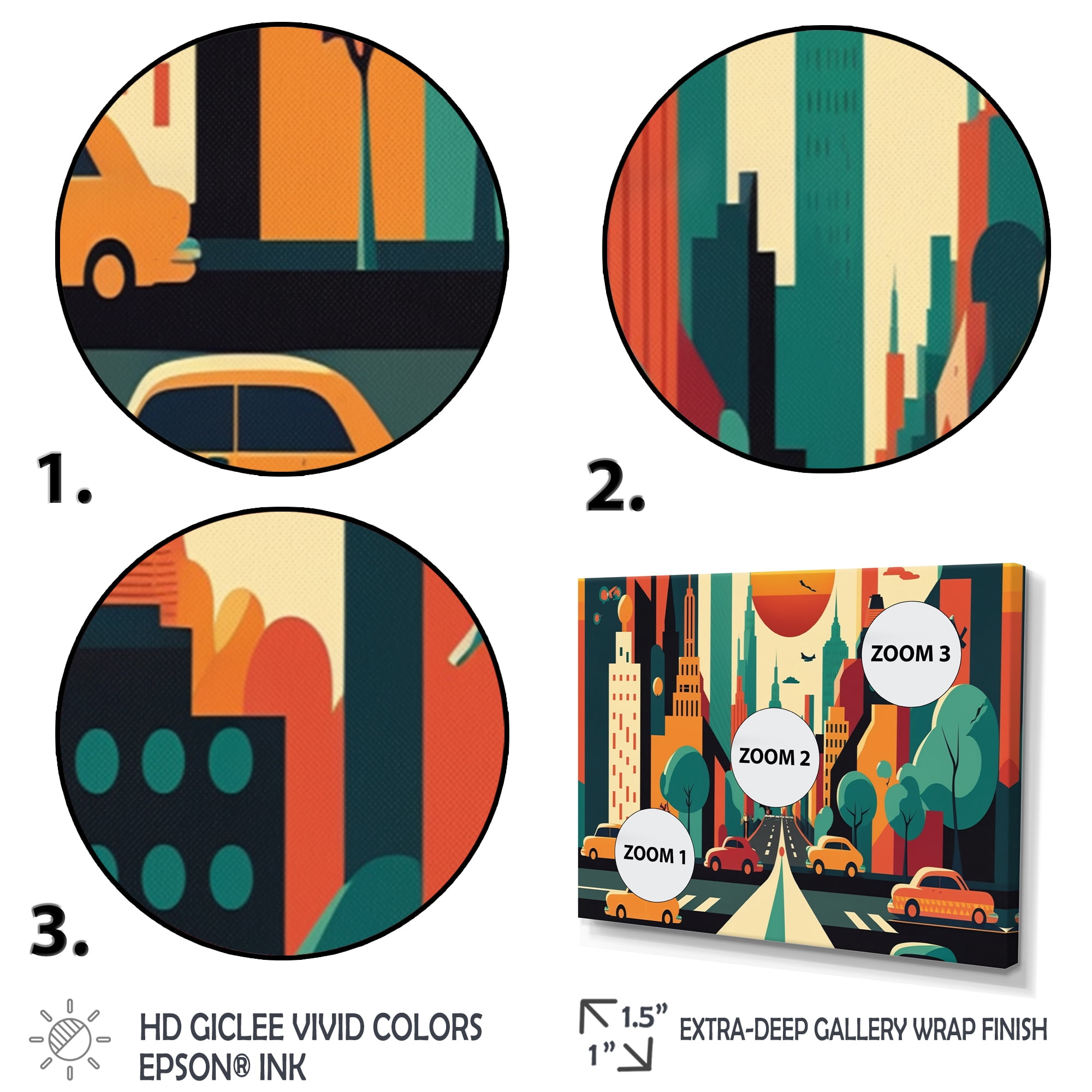 Designart Colorful Cityscape II Canvas Wall Art