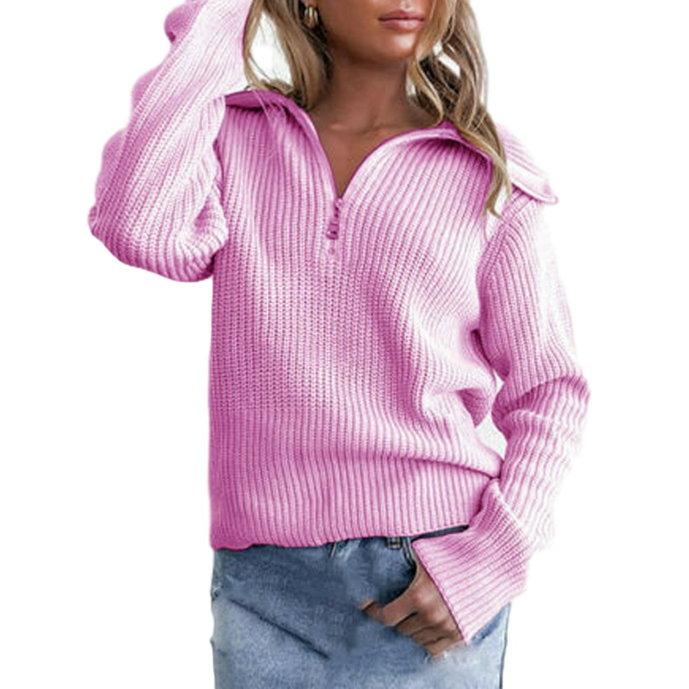 FOCUSNORM - FOCUSNORM Women's Casual Sweater Loose Half Zip Pullover