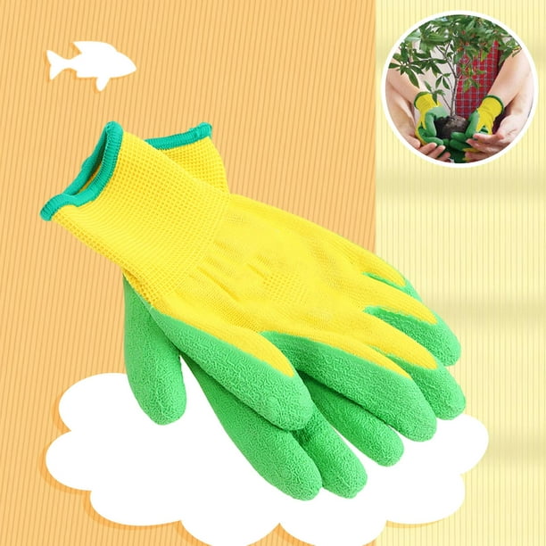 Kids Gardening Gloves, Children Garden Gloves with Rubber Coated Palm, for  2 to 8 Ages B 