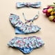 thumbnail image 2 of Traje de baño con volantes para niña pequeña, conjunto de bikini, ropa de playa de un hombro, traje de baño de princesa de 3 piezas, 4-5t, azul Feliz Sencillez, 2 of 5