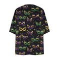 thumbnail image 2 of TaTaai Women's 3/4 sleeve printed chiffon top, sun protection, casual fashionable, Mardi Gras vibe, breathable lightweight, versatile for layered looks & casual gatherings Gift, 2 of 5