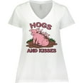 thumbnail image 3 of Inktastic Hogs and Kisses with Cute Pig Family Women's Plus Size V-Neck T-Shirt, 3 of 5