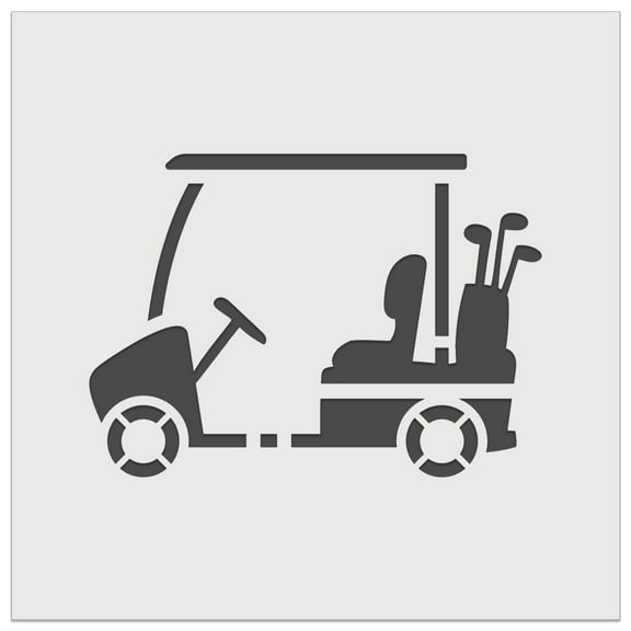 Golf Cart Caddy with Clubs DIY Cookie Wall Craft Stencil - 5.5 Inch