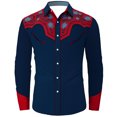 thumbnail image 3 of XIAOCHA Men's Contrast Floral Western Button-Down Shirt Long Sleeve Tailored Tops Bavarian Pub Shirts, 3 of 4