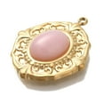 thumbnail image 2 of Natural Rose Quartz Pendants Ion Plating(IP) 304 Stainless Steel Oval Charms Real 18K Gold Plated 24x20x5.5mm Hole: 1.5mm, 2 of 3