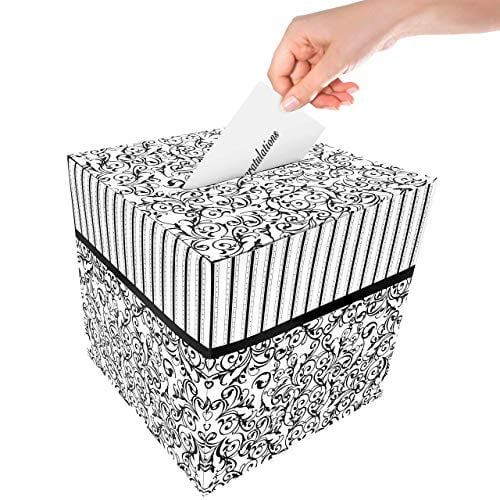 Wedding Card Money Gift Box Reception Wishing Well 10" x 10" Black & White 